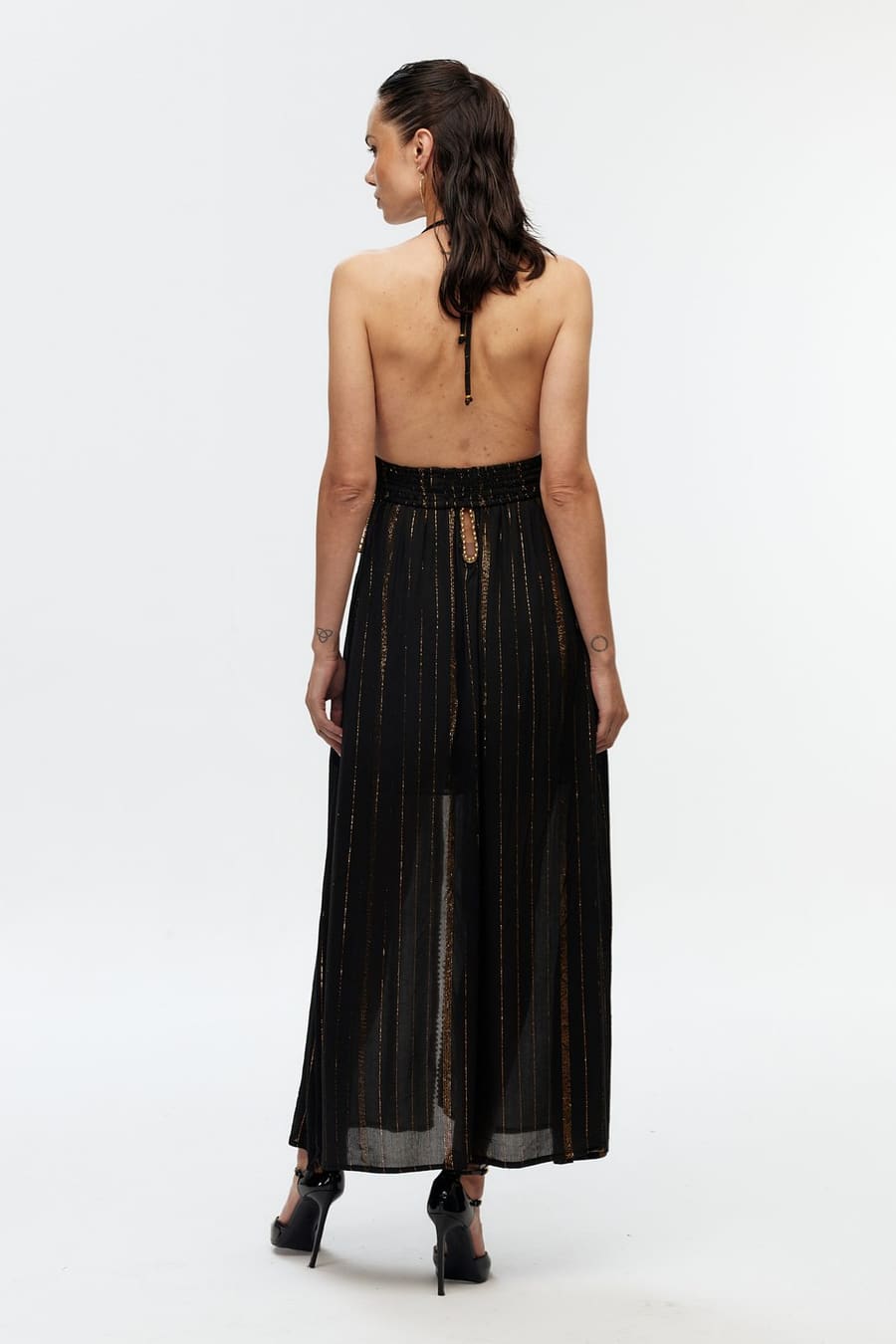 Boncuk Şeritli Halter Maxi Elbise 5