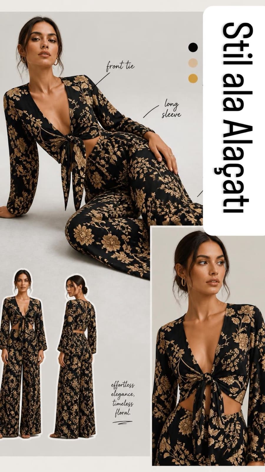 İpek Crop Top Pantolon Etek Takımı 3