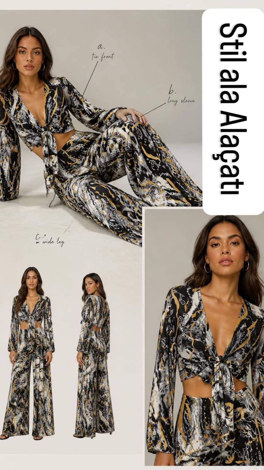 İpek Crop Top Pantolon Etek Takımı 3