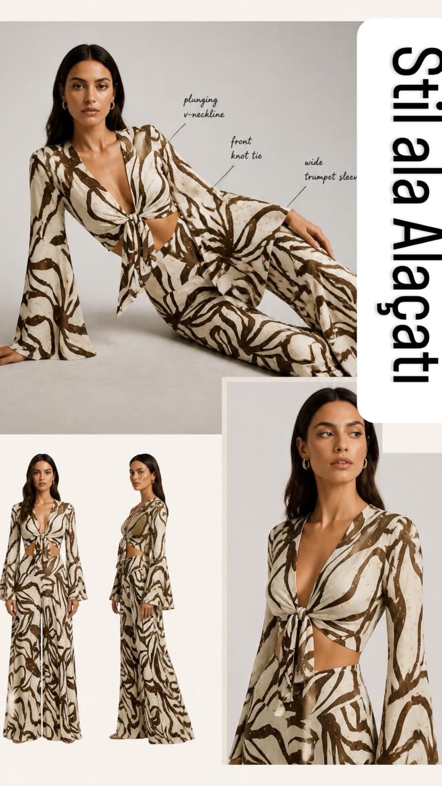 İpek Crop Top Pantolon Etek Takımı 3
