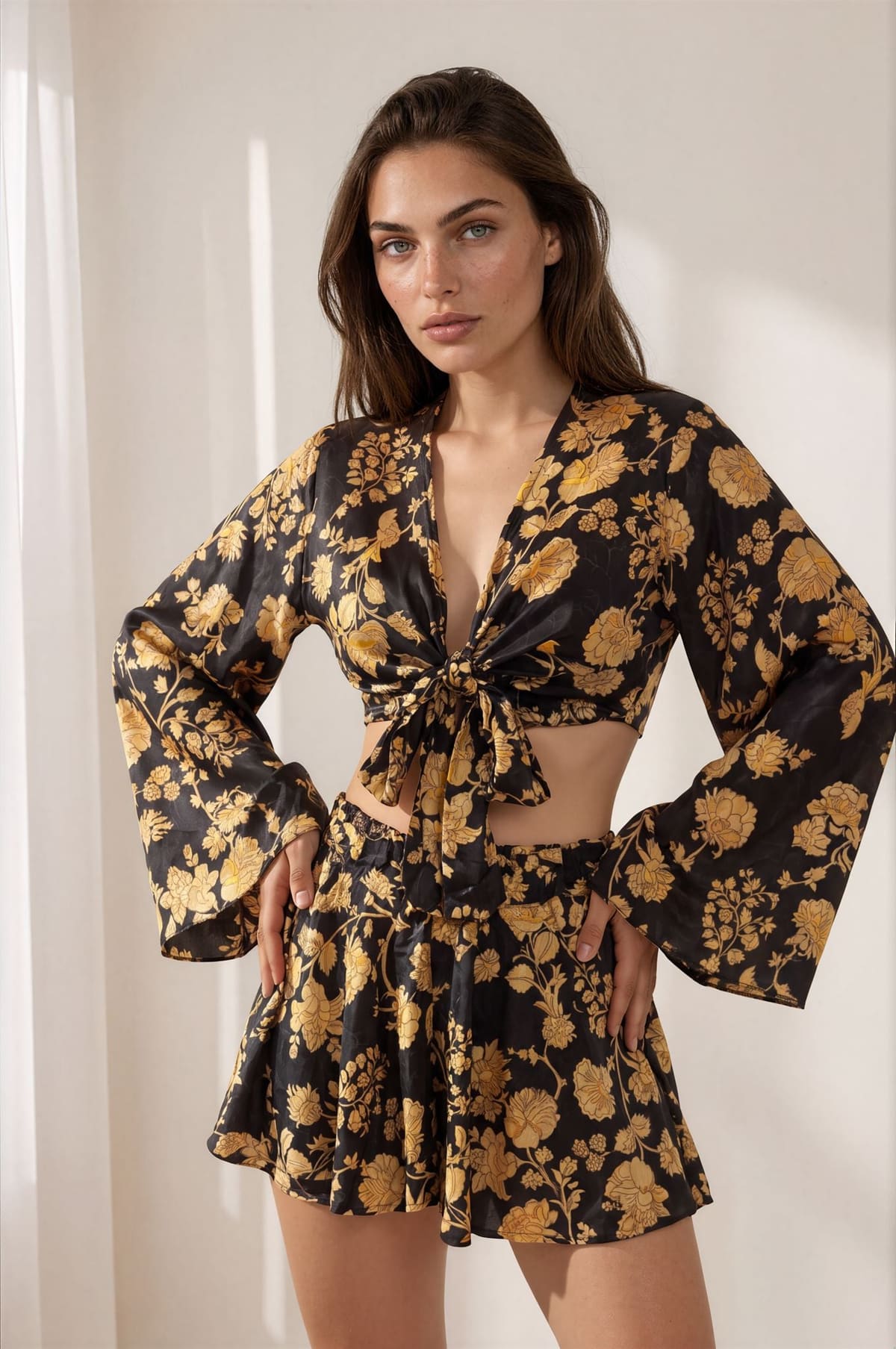 İpek Crop Top Şort Etek Takımı