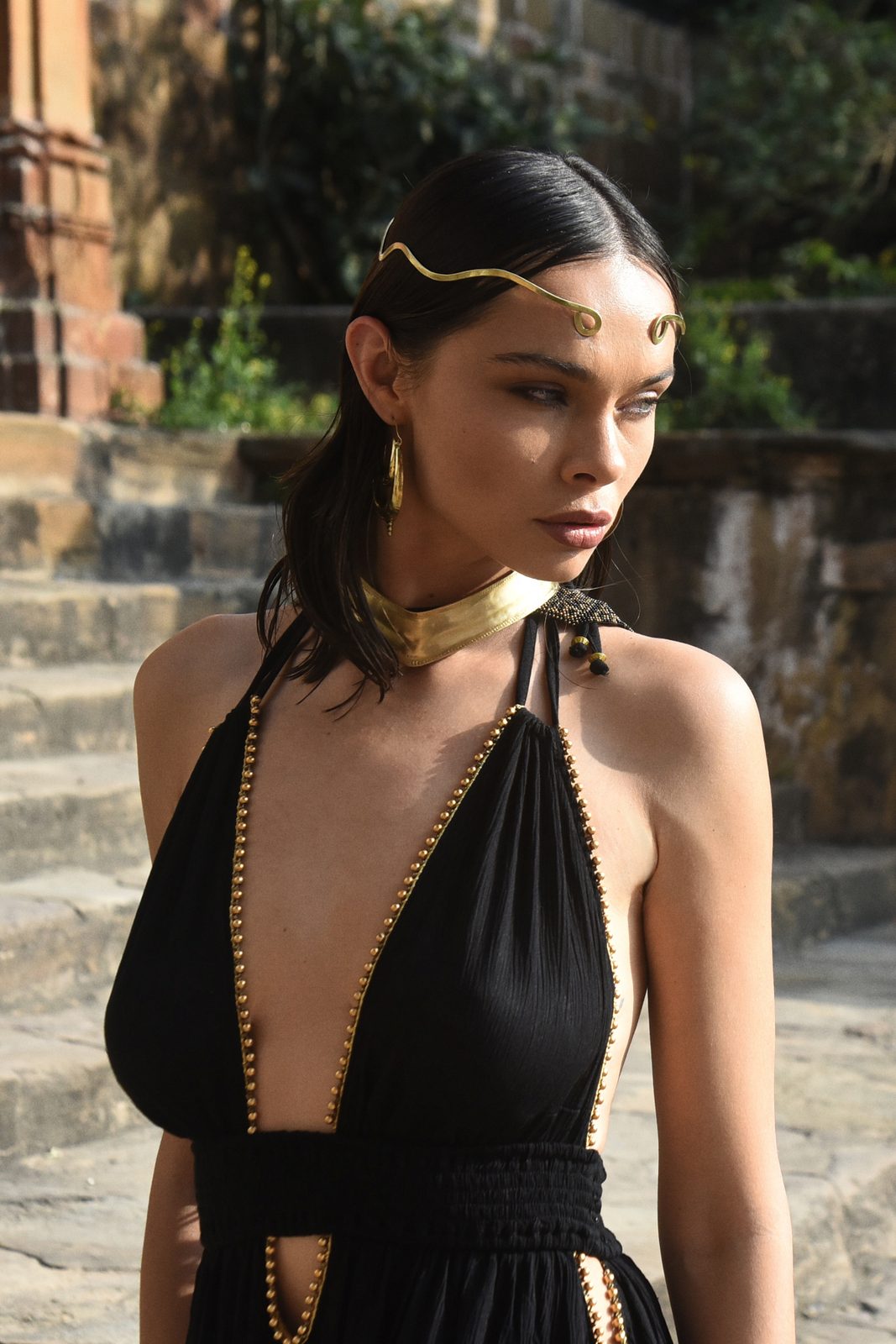 Boncuk Şeritli Halter Maxi Elbise 3