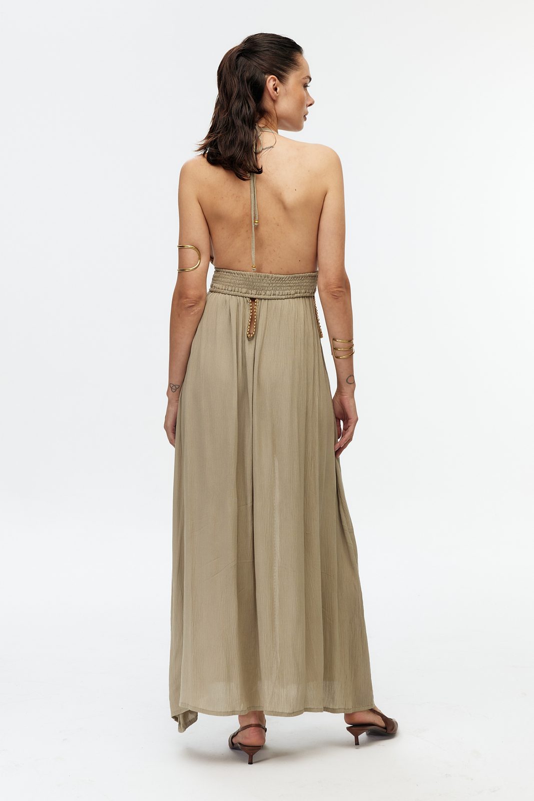 Boncuk Şeritli Halter Maxi Elbise 6