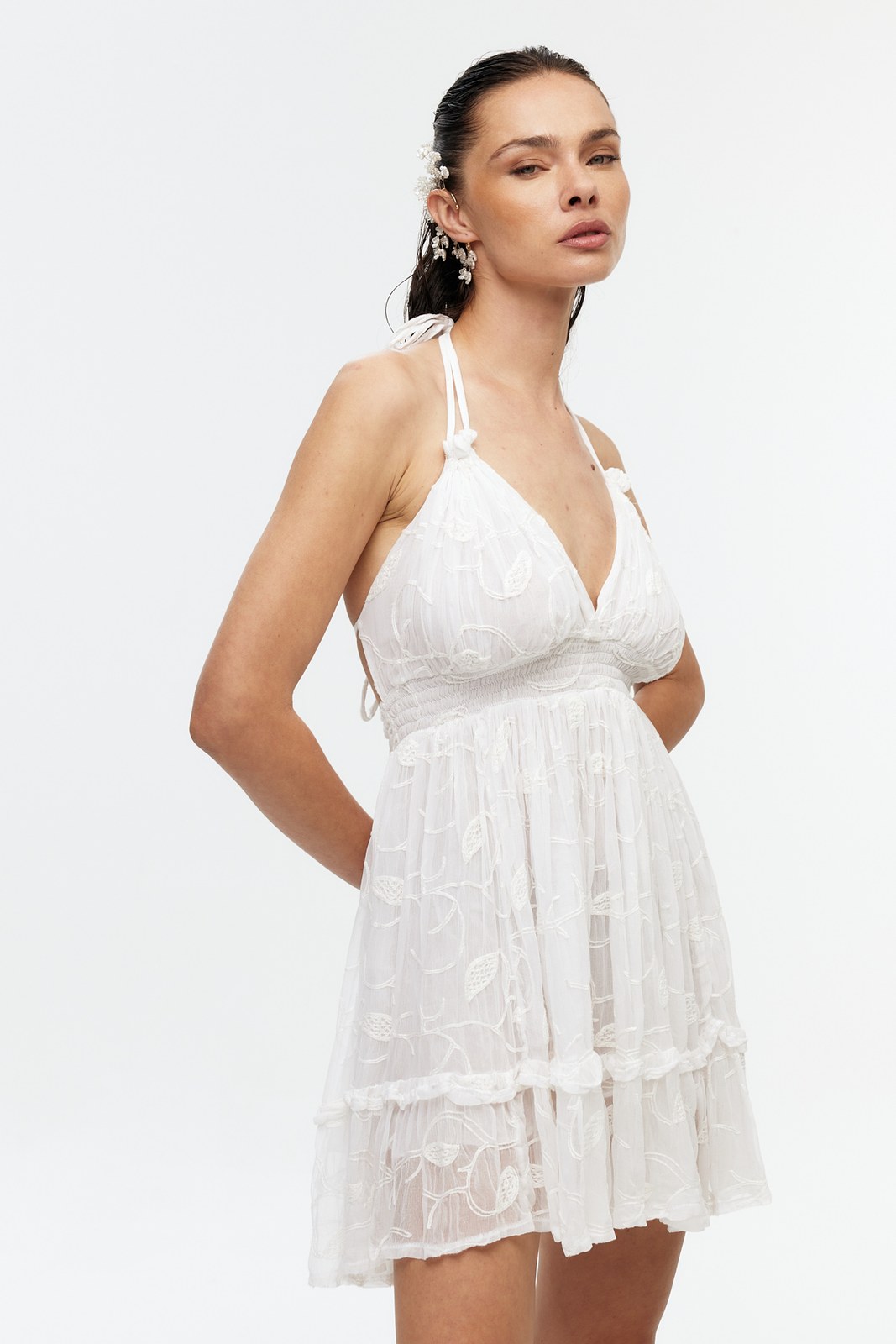 Nakış İşlemeli Halter Mini Elbise 5