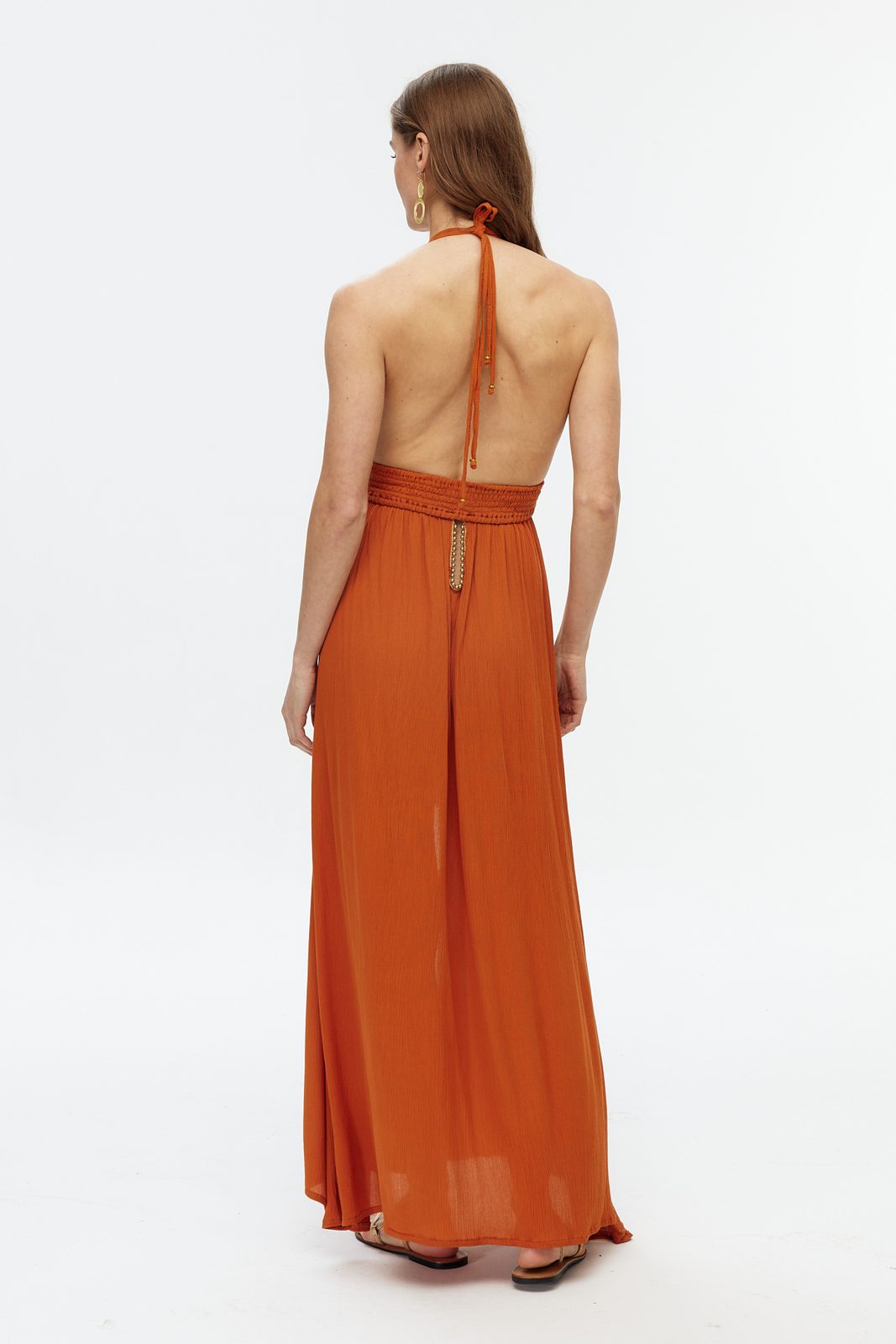 Boncuk Şeritli Halter Maxi Elbise 6