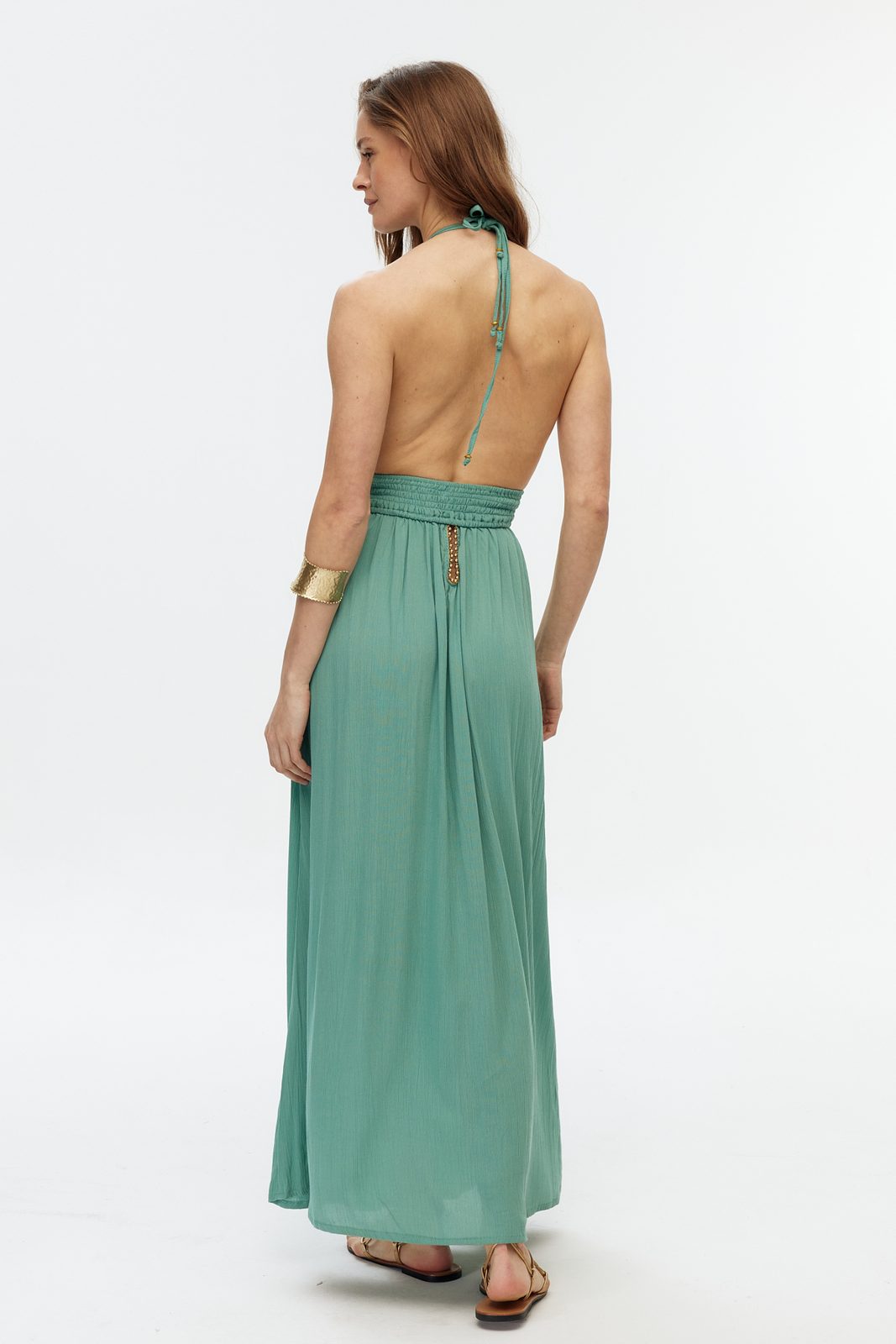 Boncuk Şeritli Halter Maxi Elbise 6