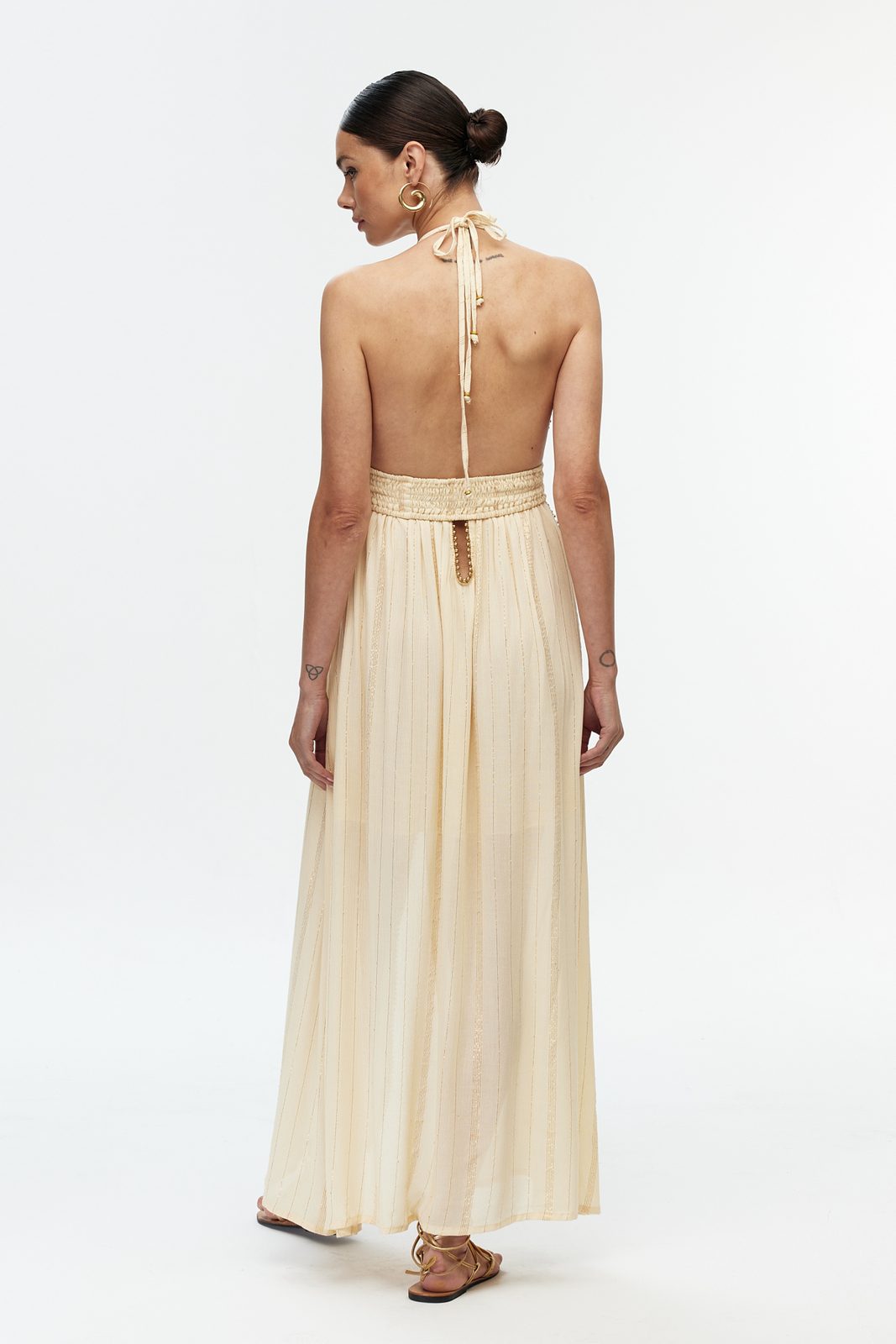 Boncuk Şeritli Halter Maxi Elbise 5