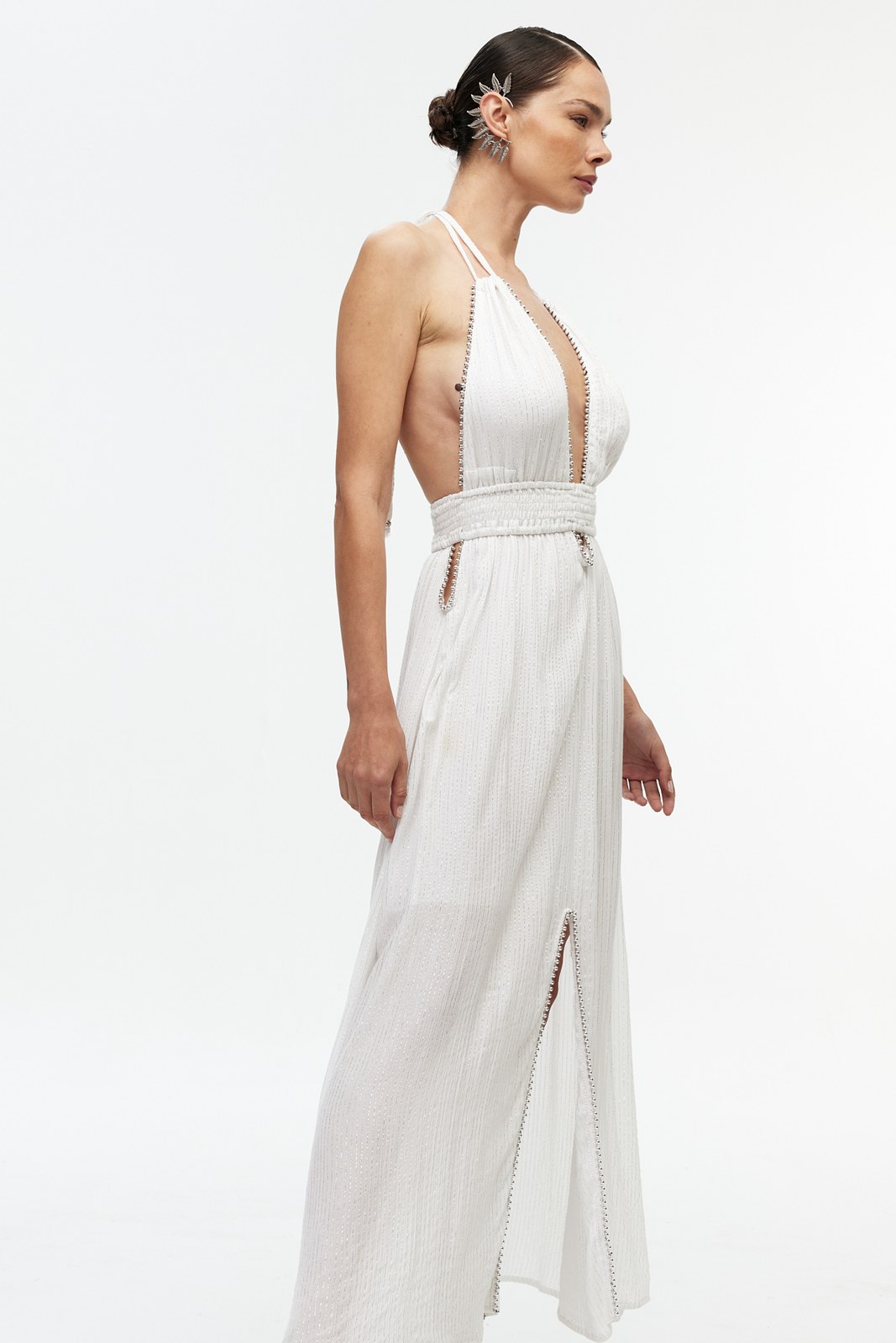 Boncuk Şeritli Halter Maxi Elbise 2