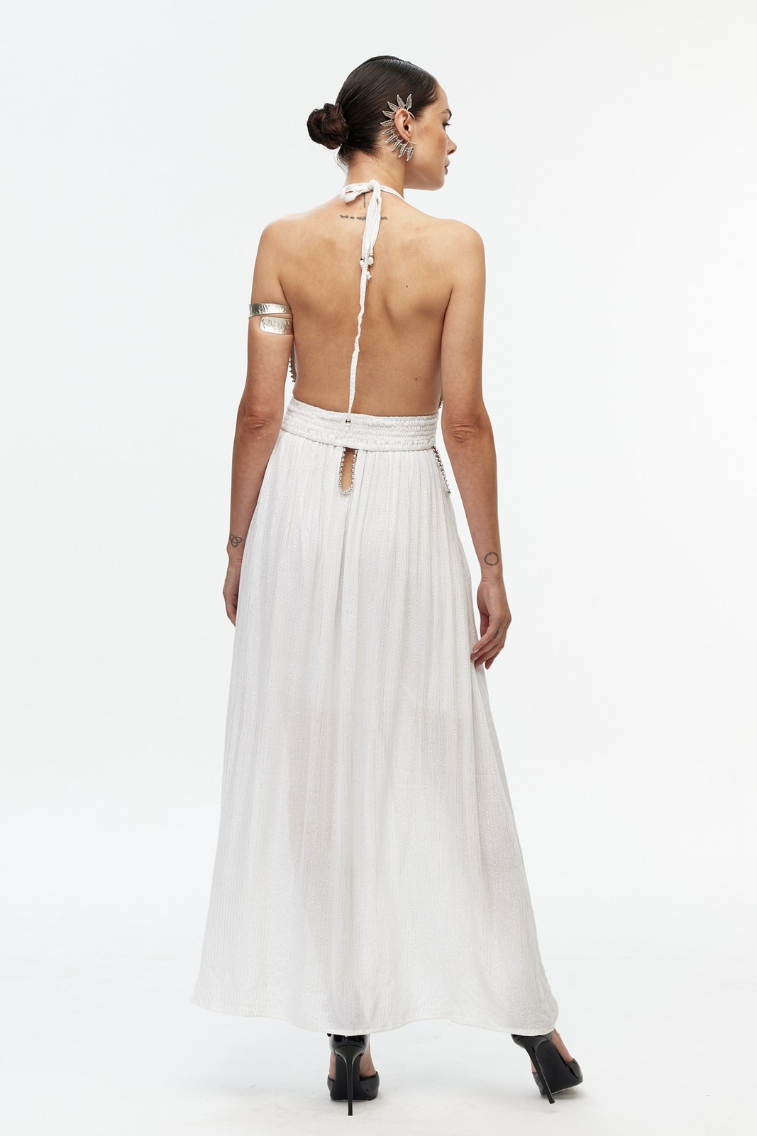 Boncuk Şeritli Halter Maxi Elbise 5